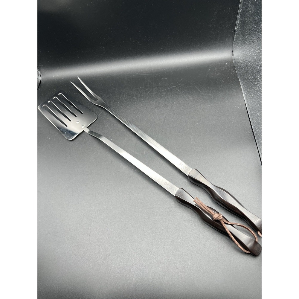 CUTCO Long Spatula‎ Fork Set 1706 1707 BBQ Grill Tools 20" Classic Brown Swirl